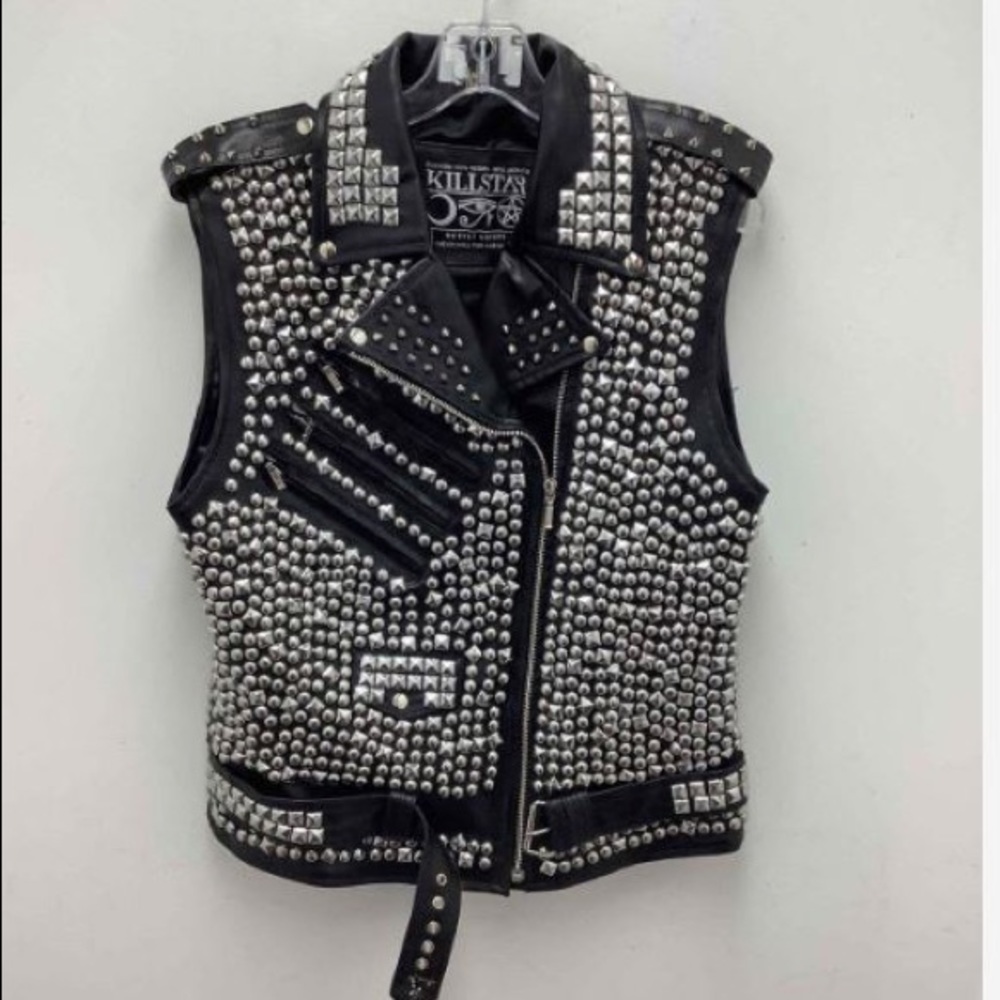 Killstar Overload II Vegan leather punk rock vest studded spikes